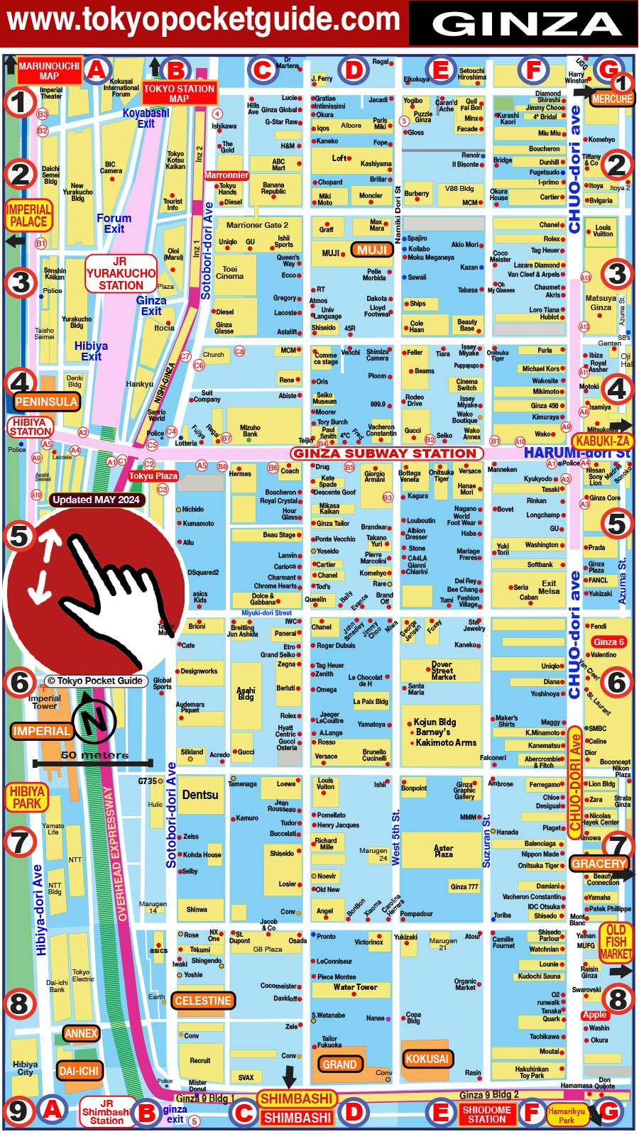 Tokyo Pocket Guide Ginza Map In English For Shopping And Stores