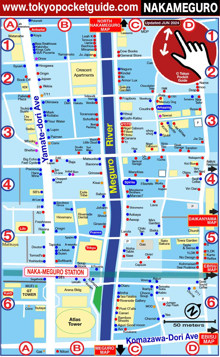 Tokyo Pocket Guide Nakameguro Map In English For Shopping And Stores